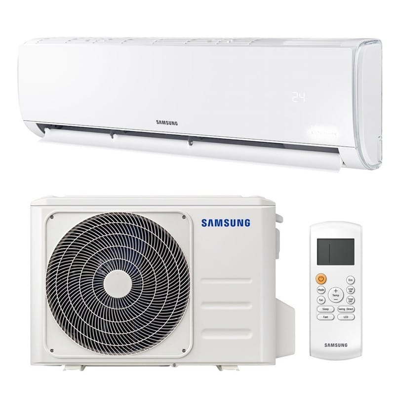 Climatiseur Samsung 9000 BTU unité intérieure et extérieure avec télécommande design moderne