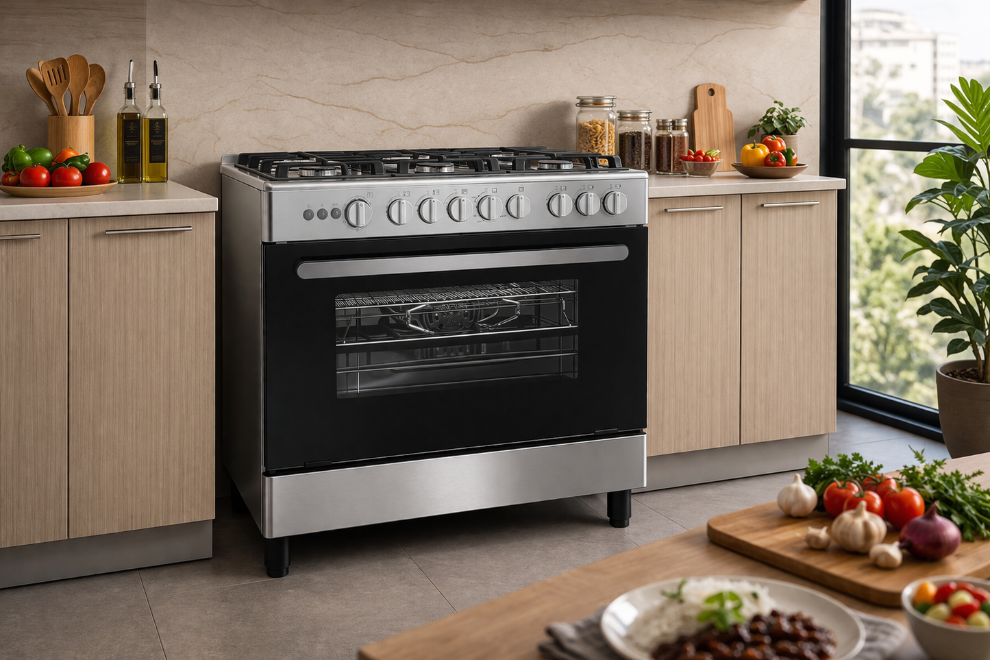 Cuisinière Hisense 5 feux dans cuisine moderne à Dakar