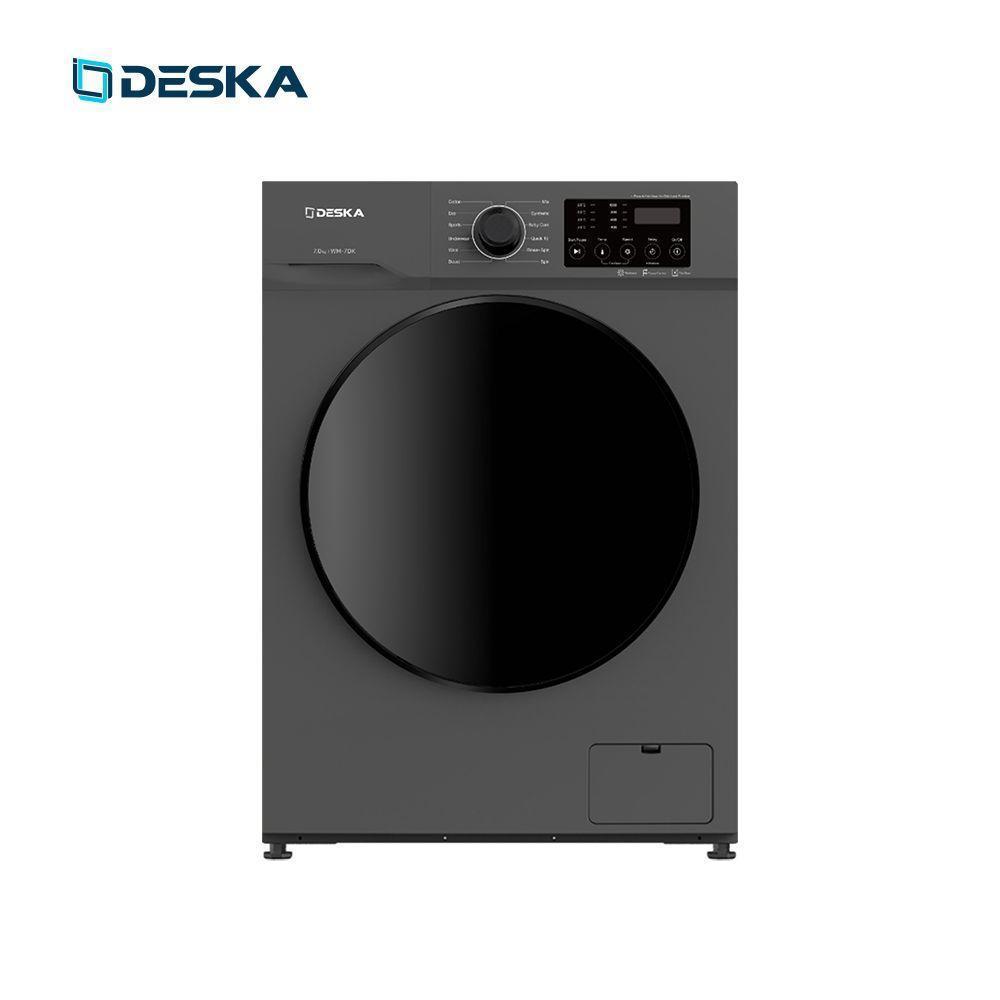 Machine à laver Deska 8KG front load gris vue de face sur fond blanc